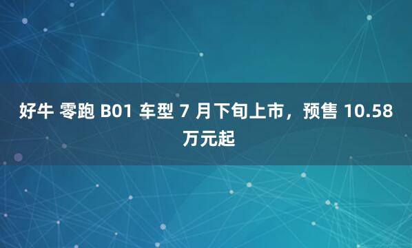 好牛 零跑 B01 车型 7 月下旬上市，预售 10.58 万元起
